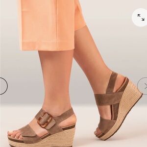 Aetrex Ashley Suede Wedge Espadrille Sandals, Taupe, Size 7, NWT